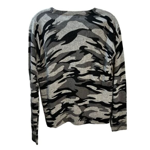 Chelsea & Theodore Cashmere Camo Print Sweater Gray Small - Picture 2 of 4